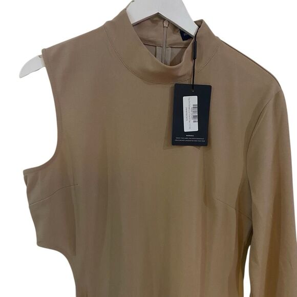 Pretty Little Thing  NWT tan size 14 dress one sleeve cut outs - Picture 11 of 11